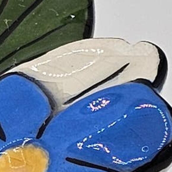 Vintage Hand Painted Ceramic Footed Bowl-Holland Floral Mold-Retro Home Decor - Picture 10 of 10